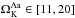 Mathematical equation: \hbox{$\Omega^{\rm Aa}_{\rm K} \in \left[11, 20\right]$}