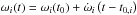 Mathematical equation: \hbox{$\omega_{i}(t)=\omega_{i}({t_{0}}) +\dot{\omega}_{i}\left(t-t_{0,i}\right)$}
