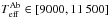 Mathematical equation: \hbox{$T_{\rm eff}^{\rm Ab} \in \left[9000, 11\,500\right]$}