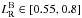 Mathematical equation: \hbox{$L_{\rm R}^{\rm B} \in \left[0.55, 0.8\right]$}