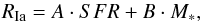 Mathematical equation: \begin{equation} R_{\rm Ia} = A \cdot SFR + B \cdot M_*, \end{equation}