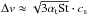 Mathematical equation: \hbox{$\Delta v \approx \sqrt{3\alpha_{\rm t}{\rm St}}\cdot c_{\rm s}$}