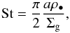 Mathematical equation: \begin{equation} \label{stokes} {\rm{St}} = \frac{\pi}{2}\frac{a\rho_{\bullet}}{\Sigma_{\rm{g}}}, \end{equation}