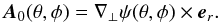 Mathematical equation: \begin{equation} \Ab_0(\theta,\phi) = \nabla_\perp\psi(\theta,\phi)\times\eb_r. \label{eqn:A0} \end{equation}