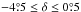Mathematical equation: \hbox{$-4\fdg5\leq\delta\leq0\fdg5$}