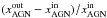 Mathematical equation: \hbox{$({x_{\mathrm{AGN}}^{\mathrm{out}} - x_{\mathrm{AGN}}^{\mathrm{in}}})/{x_{\mathrm{AGN}}^{\mathrm{in}}}$}