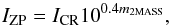 \appendix \setcounter{section}{1} \begin{equation} \label{eq:zeropoint} I_{\rm ZP} = I_{\rm CR} 10^{0.4m_{\rm 2MASS}}, \end{equation}