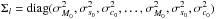 \hbox{$\Sigma_l={\rm diag}(\sigma^2_{M_0},\sigma^2_{s_0},\sigma^2_{c_0},\hdots,\sigma^2_{M_0},\sigma^2_{s_0},\sigma^2_{c_0})$}