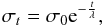 \appendix \setcounter{section}{2} \begin{equation} \sigma_t= \sigma_0 {\rm e}^{-\frac{t}{\lambda}} , \end{equation}