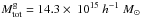 Mathematical equation: \hbox{$M^{\mathrm{g}}_{\mathrm{tot}} = 14.3\times~10^{15}~h^{-1}~M_\odot$}