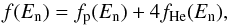 \appendix \setcounter{section}{2} \begin{equation} f(E_{\rm n})=f_{\rm p}(E_{\rm n})+4f_{\rm He}(E_{\rm n}) , \end{equation}