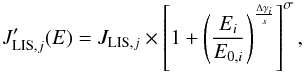 \begin{equation} J'_{{\rm LIS},j}(E)=J_{{\rm LIS},j}\times\left[1+\left(\frac{E_{i}}{E_{0,i}}\right)^{\frac{\Delta\gamma_{i}}{s}}\right]^{\sigma} \label{Eq:LIS_hard} , \end{equation}