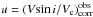 \hbox{$u=(V\!\sin i/V_{\rm c})_{\rm corr}^{\rm obs}$}