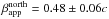 \hbox{$\beta^{\mathrm{north}}_{\mathrm{app}} = 0.48 \pm 0.06 c$}