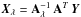 Mathematical equation: \hbox{$\vec{X}_\lambda={\bf A}_{\lambda}^{-1}\, {\bf A}^{T}\,\vec{Y}$}