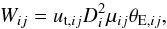 Mathematical equation: \begin{equation} W_{ij} = u_{{\rm t}, ij} D_i^2 \mu_{ij} \theta_{{\rm E}, ij}, \label{eq:wrate} \end{equation}