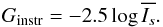 Mathematical equation: \begin{equation} \label{eq:Ginstr} G_{\rm instr} = -2.5 \log \overline{I_s} . \end{equation}