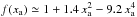 \hbox{$f(x_{\rm a})\simeq 1+1.4\,x^{2}_{\rm a}-9.2\,x^{4}_{\rm a}$}