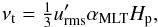 Mathematical equation: \begin{equation} \nut=\onethird \urmsp\alpha_{\rm MLT} H_{\rm p}, \end{equation}