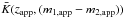 Mathematical equation: \hbox{$\bar{K}(z_{\textrm{app}},(m_{1,\textrm{app}}-m_{2,\textrm{app}}))$}