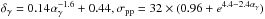 Mathematical equation: \hbox{$\delta_{\gamma}=0.14\alpha^{-1.6}_\gamma + 0.44, \sigma_{\rm pp}=32\times(0.96 + e^{4.4-2.4\alpha_\gamma})\:$}
