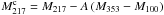 Mathematical equation: \hbox{$M_{217}^\mathrm{c} = M_{217} - A\,(M_{353} - M_{100})$}