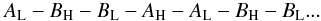 Mathematical equation: \begin{eqnarray} A_{\rm L} - B_{\rm H} - B_{\rm L} - A_{\rm H} - A_{\rm L} - B_{\rm H} - B_{\rm L}...\nonumber \end{eqnarray}