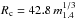 Mathematical equation: \hbox{$R_{\rm c}=42.8\,m_{1.4}^{1/3}$}
