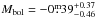 Mathematical equation: \hbox{$M_{\rm bol} = -0\fm39^{+0.37}_{-0.46}$}