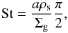 Mathematical equation: \begin{equation} \textrm{St}=\frac{a\rho_{\rm s}}{\Sigma_{\rm g}}\frac{\pi}{2}, \label{eq:stokes} \end{equation}