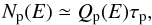 Mathematical equation: \begin{equation} \label{p_spectrum} N_{\rm p}(E) \simeq Q_{\rm p}(E)\tau_{\rm p}, \end{equation}