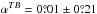 Mathematical equation: \hbox{$\alpha^{TB} = 0\pdeg01 \pm 0\pdeg21$}