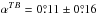 Mathematical equation: \hbox{$\alpha^{TB} = 0\pdeg11 \pm 0\pdeg16$}