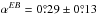 Mathematical equation: \hbox{$\alpha^{EB} = 0\pdeg29 \pm 0\pdeg13$}
