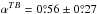 Mathematical equation: \hbox{$\alpha^{TB} = 0\pdeg56 \pm 0\pdeg27$}