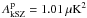 Mathematical equation: \hbox{$A_{\rm kSZ}^{\rm p}=1.01\muK^2$}