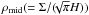 Mathematical equation: \hbox{$\rho_{\rm mid} (=\Sigma /(\!\!\sqrt{\pi} H))$}