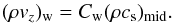 Mathematical equation: \begin{equation} (\rho v_z)_{\rm w} = C_{\rm w}(\rho c_{\rm s})_{\rm mid}. \label{eq:Cw} \end{equation}