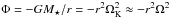 Mathematical equation: \hbox{$\Phi=-GM_{\star}/r = -r^2\Omega_{\rm K}^2\approx -r^2\Omega^2$}