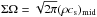 Mathematical equation: \hbox{$\Sigma \Omega = \sqrt{2\pi}(\rho c_{\rm s})_{\rm mid}$}