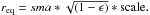Mathematical equation: \hbox{$r_{\rm eq}=sma*\sqrt{(1-\epsilon)}*\rm scale.$}