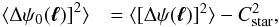 Mathematical equation: \begin{eqnarray} \langle\Delta\psi_0(\vec{\ell})]^2\rangle &= \langle[\Delta\psi(\vec{\ell})]^2\rangle - C^{2}_{\rm star}, \end{eqnarray}