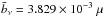 Mathematical equation: \hbox{$\bar{b}_{\nu} = 3.829\times10^{-3}~\mu$}