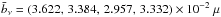 Mathematical equation: \hbox{$\bar{b}_{\nu} = (3.622,\, 3.384,\, 2.957,\, 3.332)\times10^{-2}~\mu$}