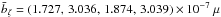 Mathematical equation: \hbox{$\bar{b}_{\zeta} = (1.727,\, 3.036,\, 1.874,\, 3.039)\times10^{-7}~\mu$}