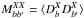 Mathematical equation: \hbox{$M^{X X}_{b b^{\prime}} = \langle D^{X}_{b} D^{X}_{b^{\prime}} \rangle$}