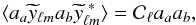 Mathematical equation: \appendix \setcounter{section}{1} \begin{eqnarray} \langle a_a\widetilde{y}_{\ell m}a_b\widetilde{y}_{\ell m}^{~*}\rangle = \mathcal{C}_\ell a_aa_b, \end{eqnarray}