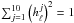 Mathematical equation: \hbox{${\sum_{j=1}^{10} \left(h^{j}_\ell\right)^2 = 1}$}