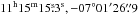 Mathematical equation: \hbox{$11^{\rm h} 15^{\rm m} 15\fs3^{\rm s},-07^{\circ}01'26\farcs9$}