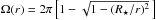 Mathematical equation: \hbox{$ \Omega( r ) = 2 \pi \left[1 - \sqrt{ 1 - ( R\sub{\star}/r )^2 } \, \right] $}